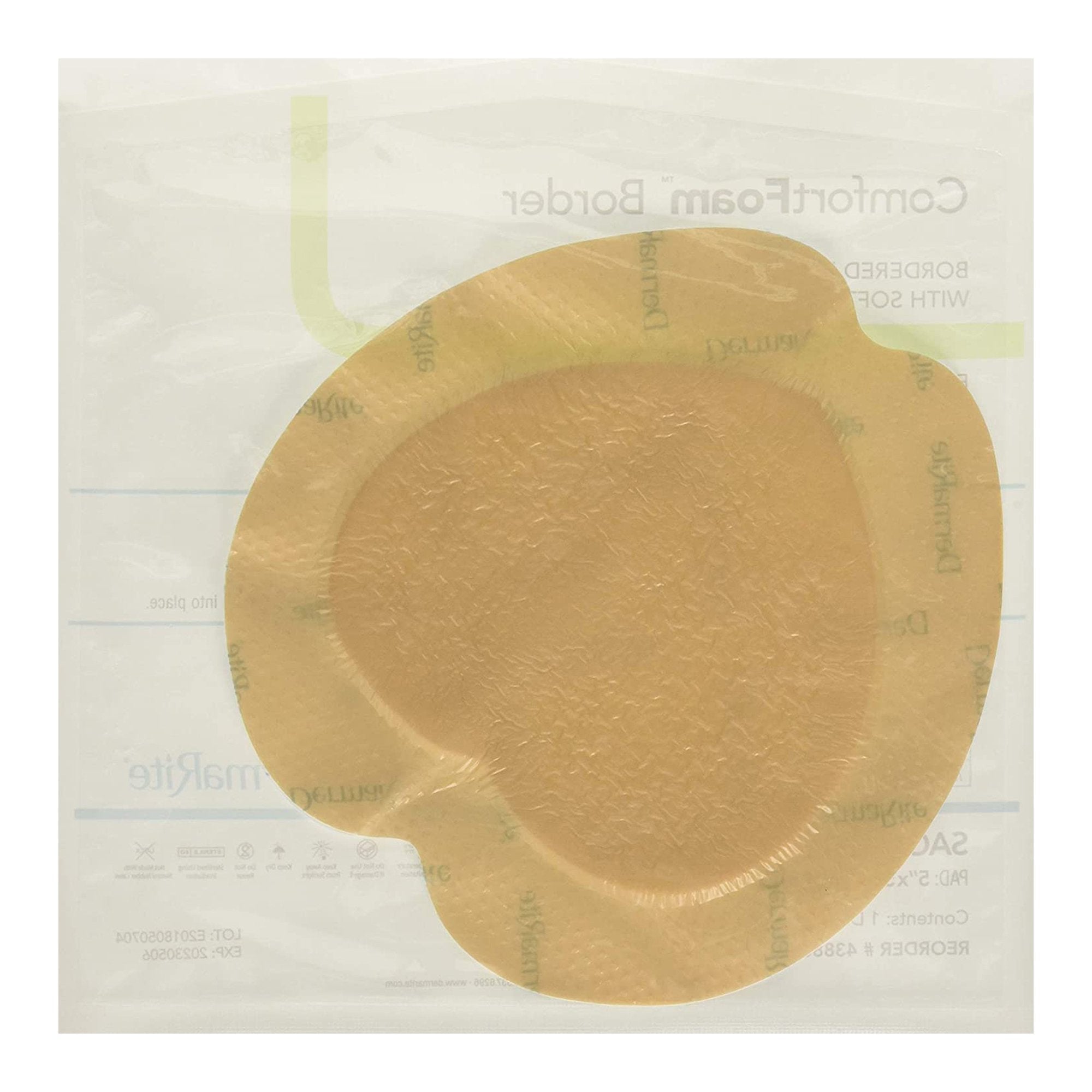 ComfortFoam Border Silicone Adhesive with Border Silicone Foam Dressing, 7-1/5 x 7-1/5 Inch Sacral