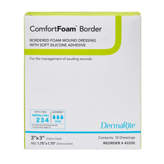 ComfortFoam Border Silicone Adhesive with Border Silicone Foam Dressing, 3 x 3 Inch