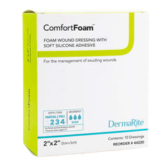 ComfortFoam Silicone Adhesive without Border Silicone Foam Dressing, 2 x 2 Inch