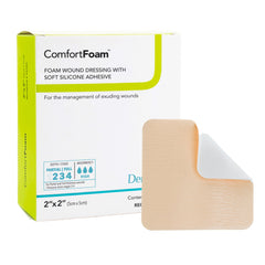 ComfortFoam Silicone Adhesive without Border Silicone Foam Dressing, 2 x 2 Inch