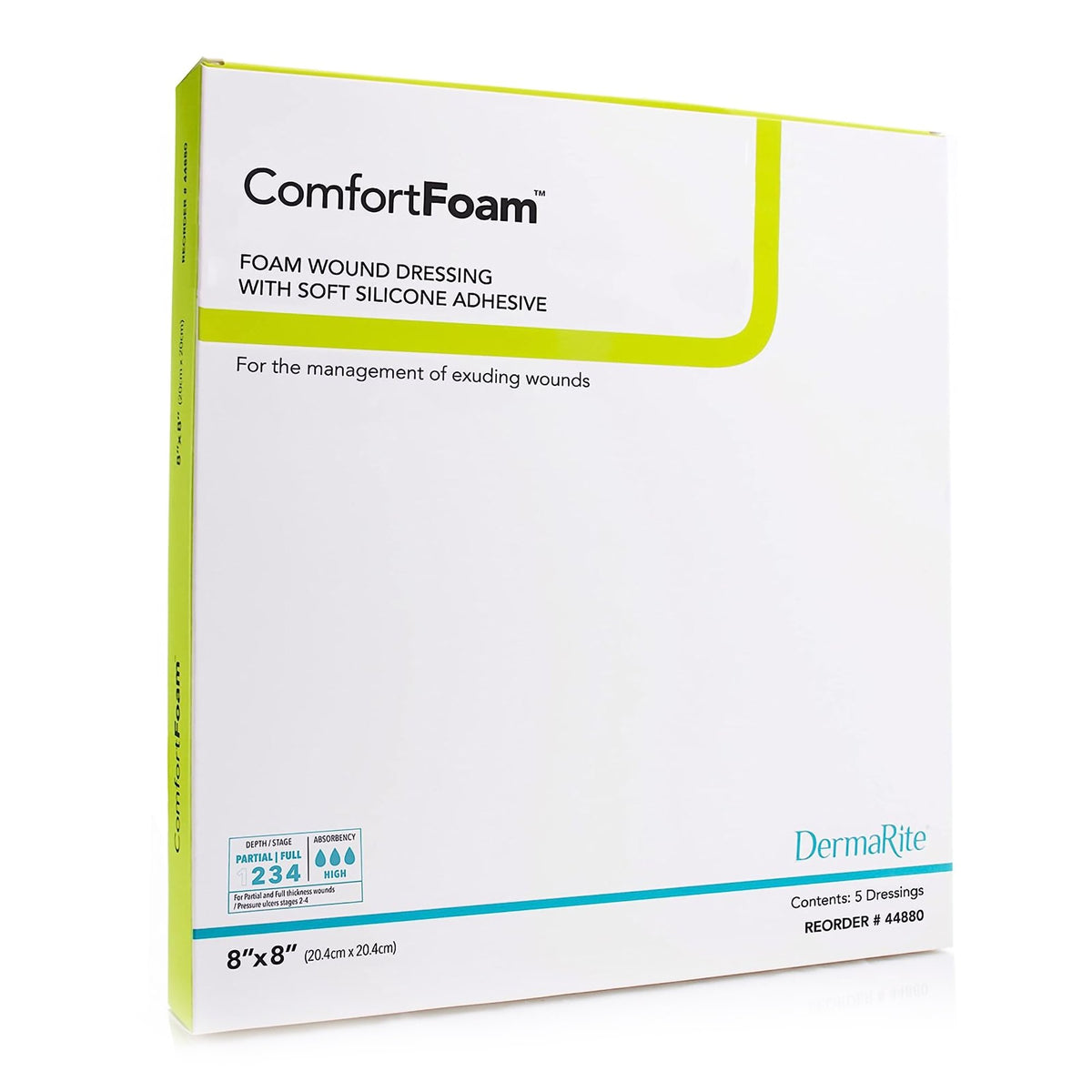 ComfortFoam Silicone Adhesive without Border Silicone Foam Dressing, 8 x 8 Inch