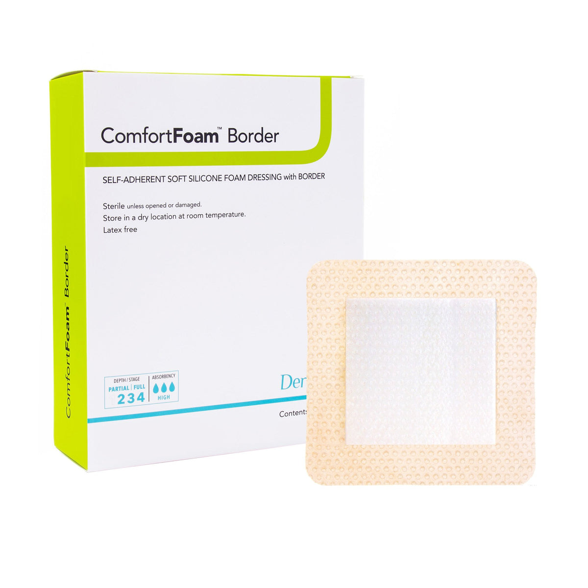 ComfortFoam Border Silicone Adhesive with Border Silicone Foam Dressing, 5 x 8 Inch