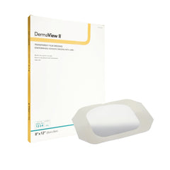 DermaView II Transparent Film Dressing with Border, 8 x 12 Inch