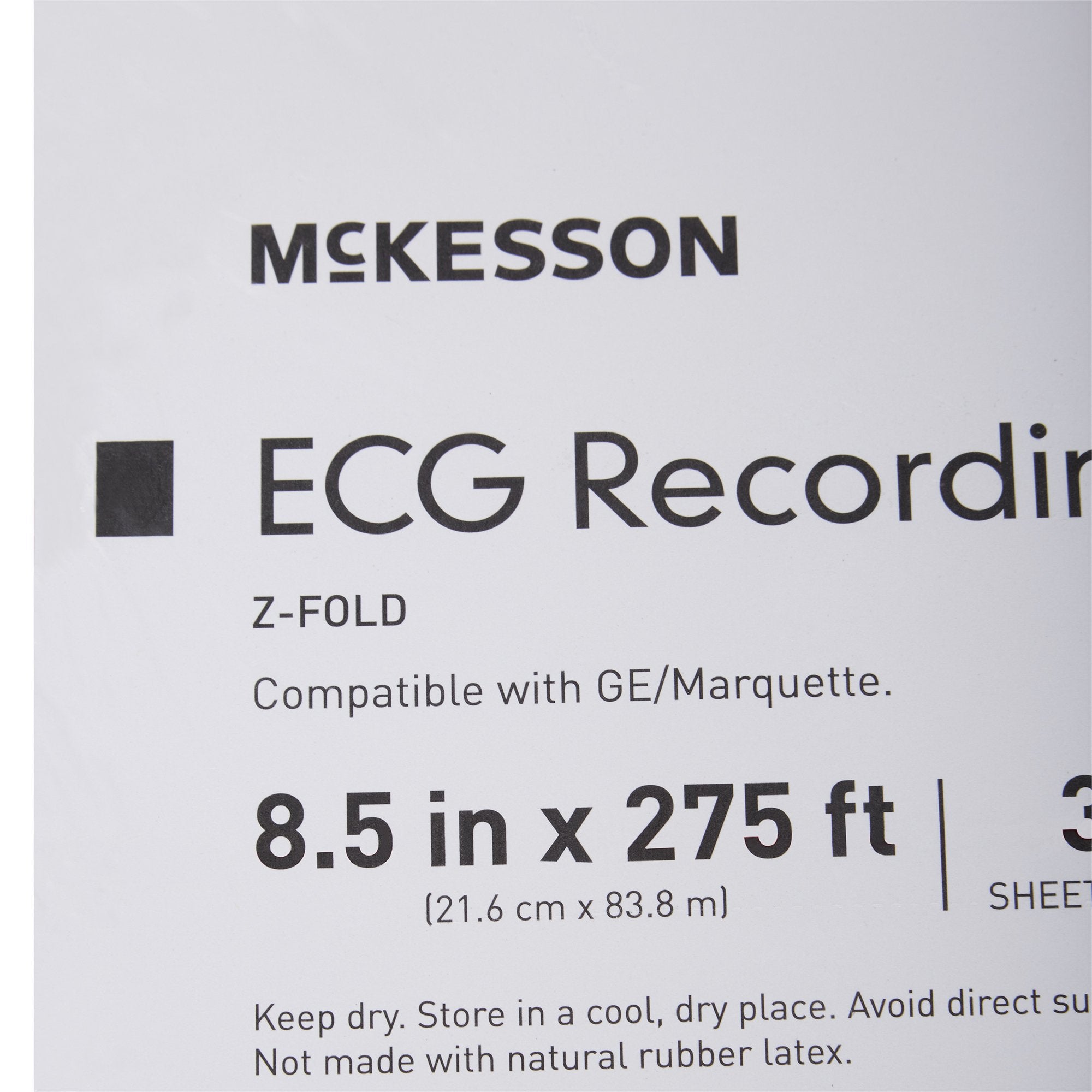 McKesson ECG Recording Paper, 8-1/2 Inch x 275 Foot