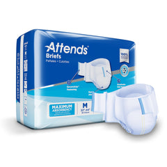 Attends Briefs, Adult, Medium, Heavy Absorbency, Disposable, White