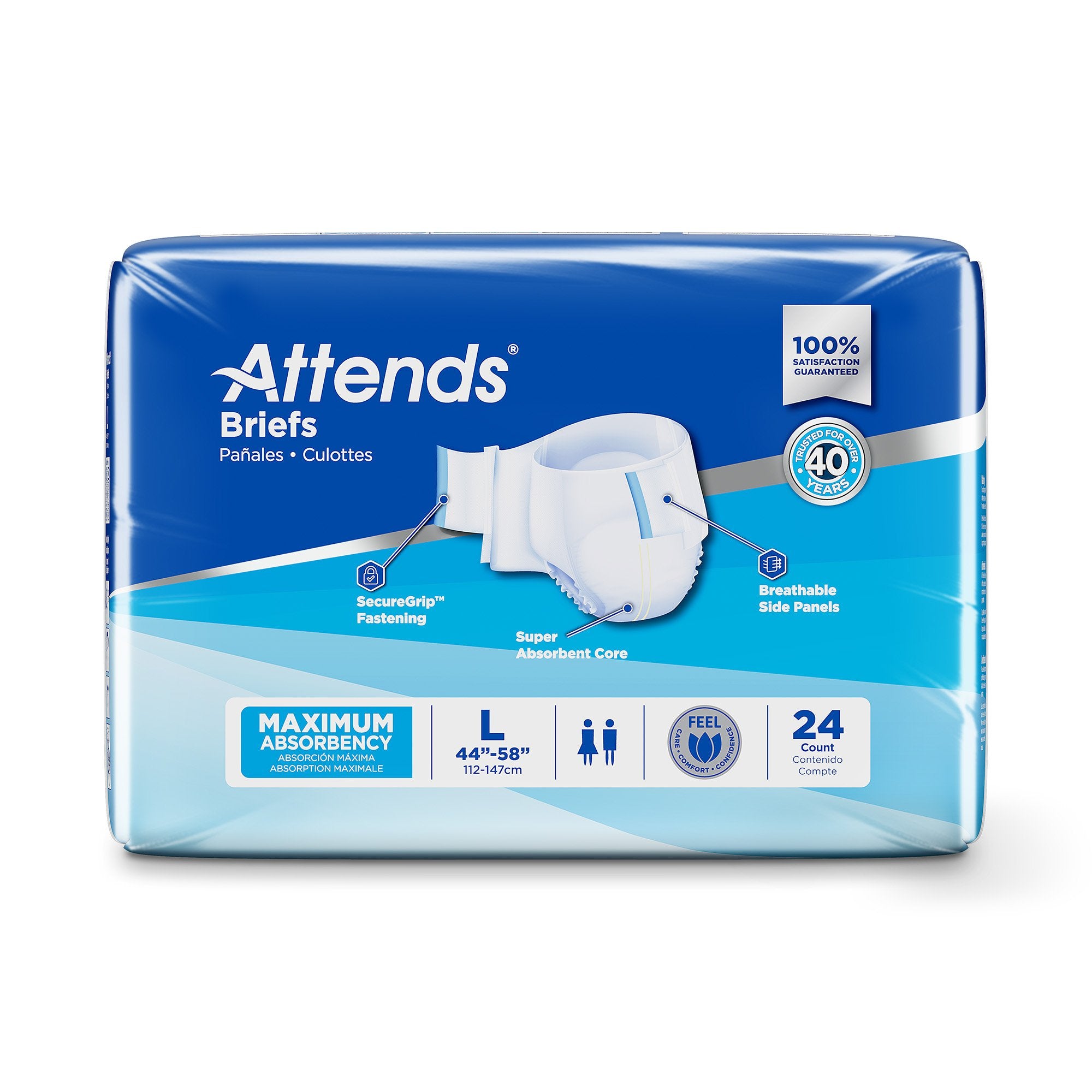 Attends Briefs, Adult, Large, Heavy Absorbency, Disposable