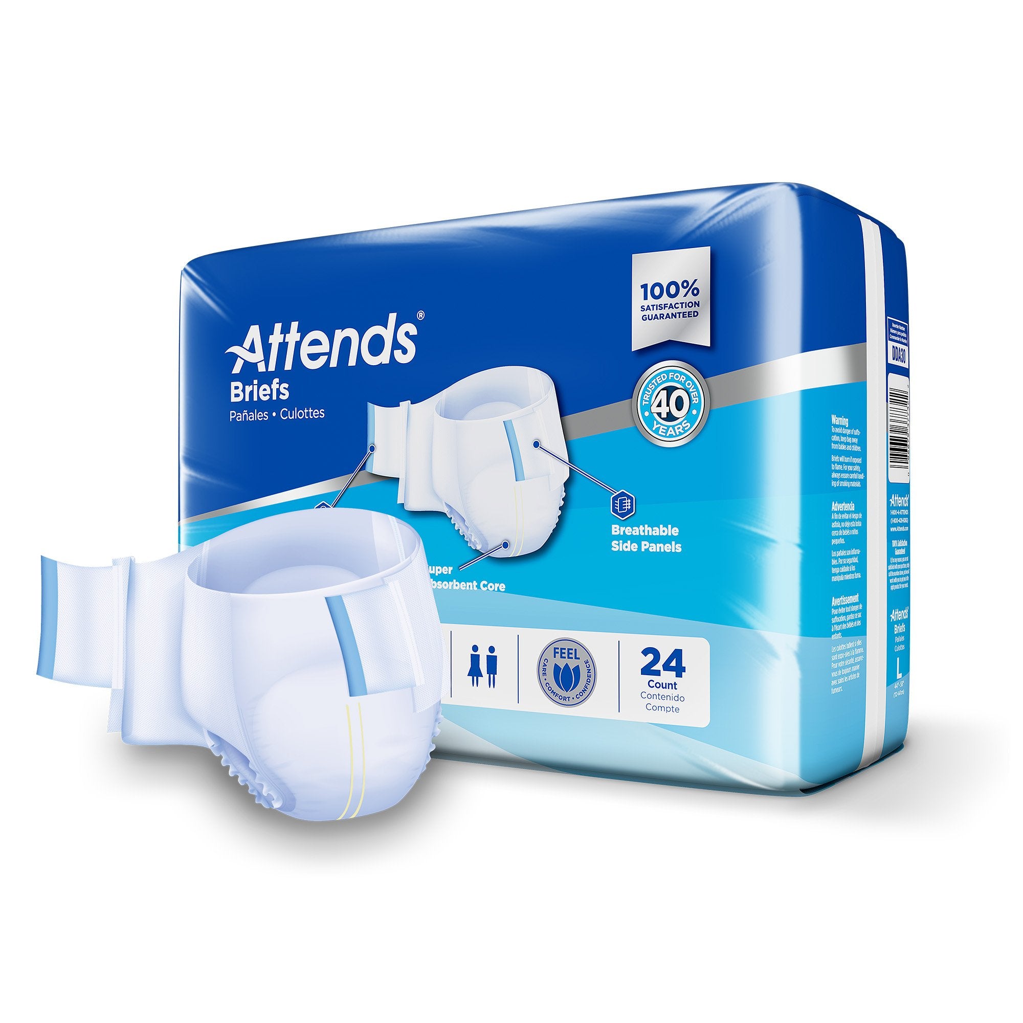 Attends Briefs, Adult, Large, Heavy Absorbency, Disposable