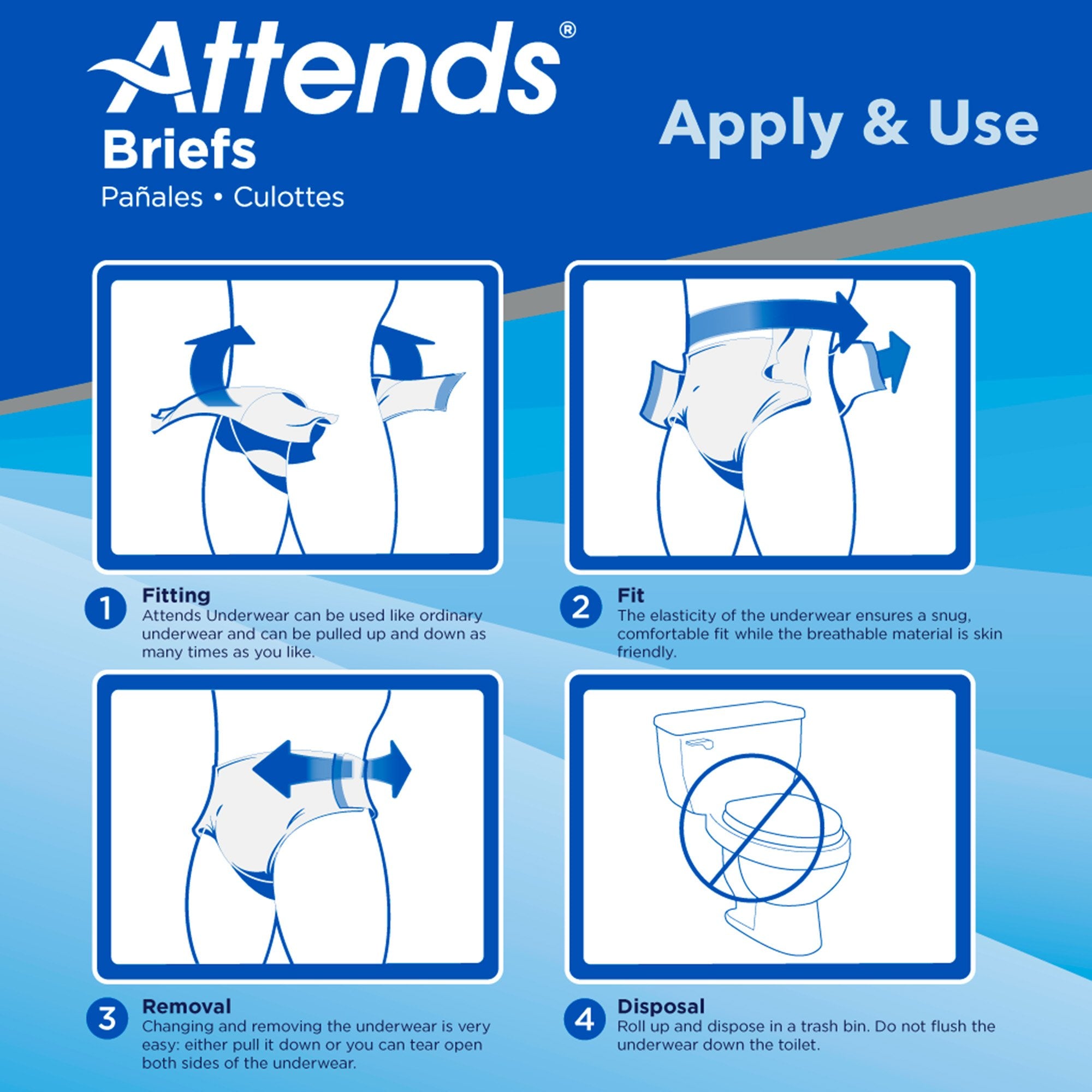 Attends Briefs, Adult, Large, Heavy Absorbency, Disposable