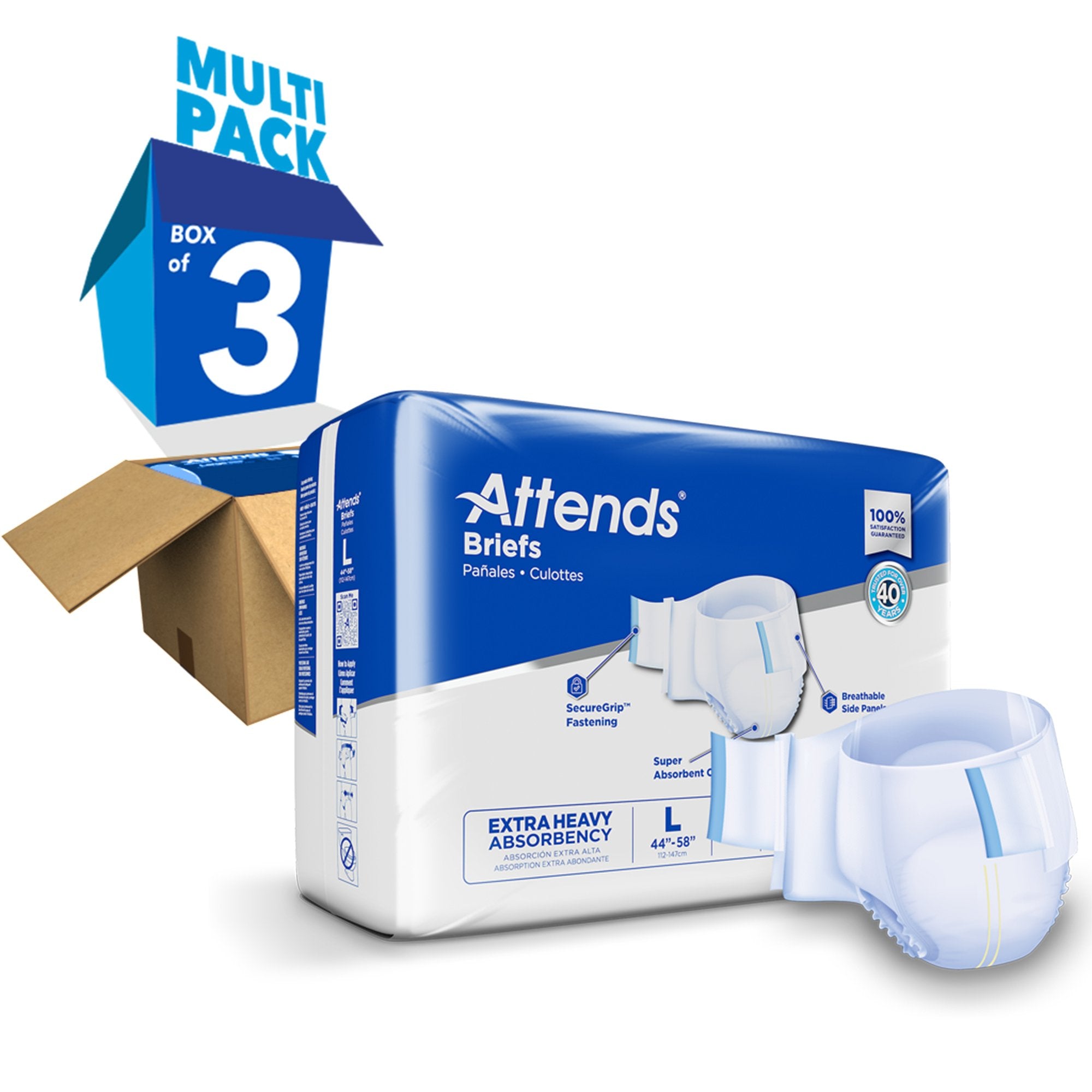 Attends® DermaDry Plus Incontinence Brief, Large