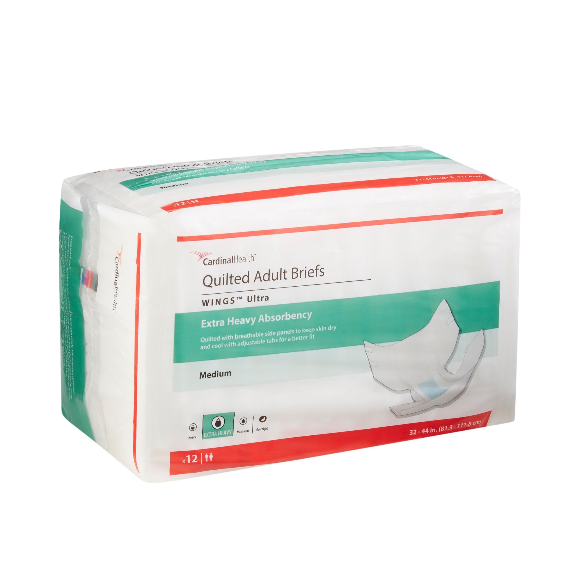 Wings Ultra Quilted Extra Heavy Absorbency Incontinence Brief, Medium