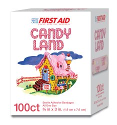 American® White Cross Stat Strip® Candy Land Adhesive Strip, Â¾ x 3 Inch