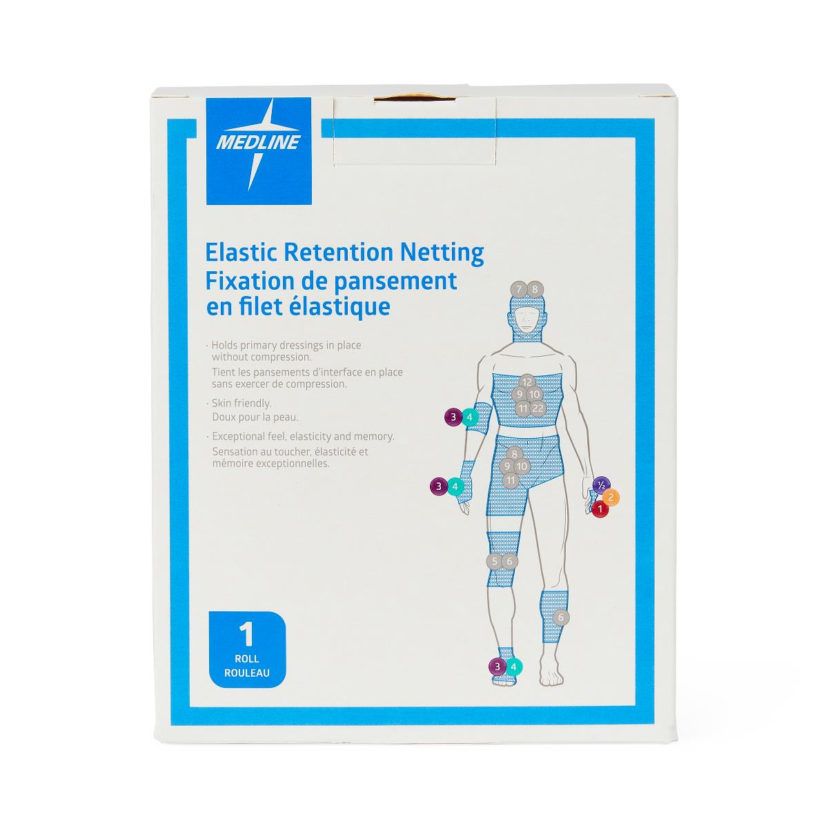 Medline Stretch Tubular Elastic Dressing Retention Net, Size 12, 56" x 25 yd, Ideal for Wound Care, Single Pack