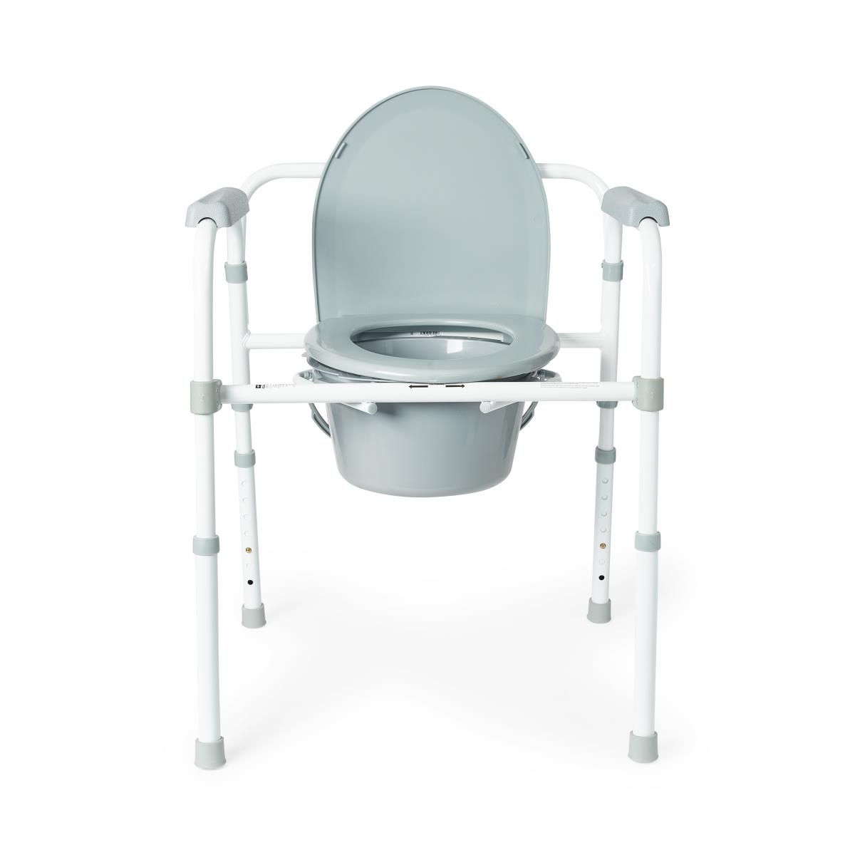 Healthy Commode Medline 3-in-1 Steel Bedside Commode, Standard Seat, Sturdy Folding Fr ...
