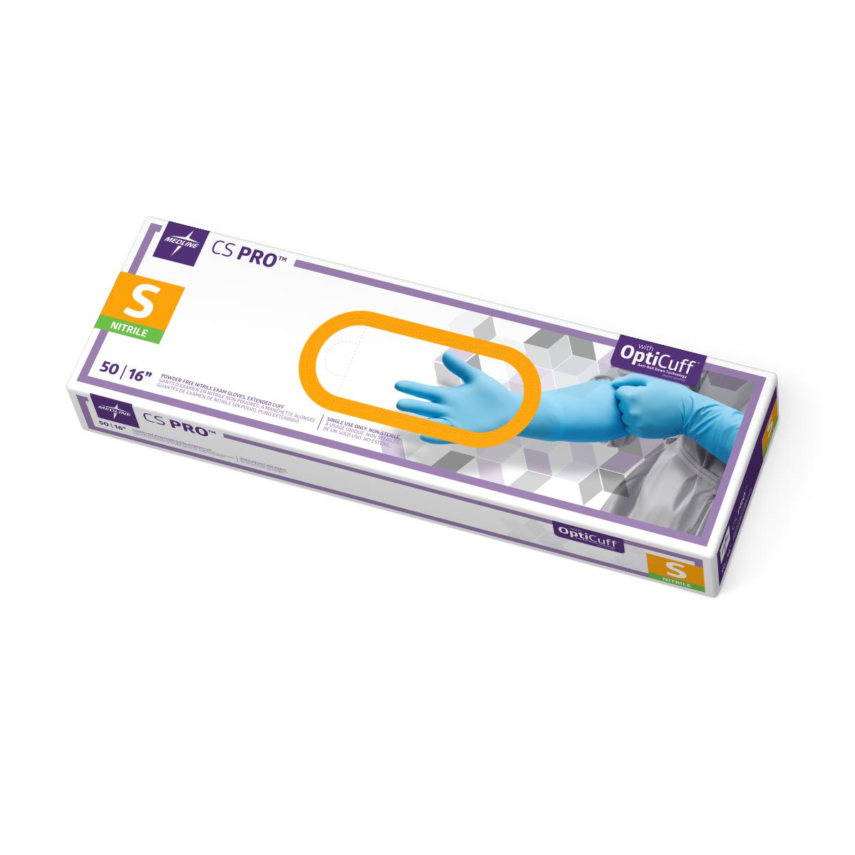 GLOVE,EXAM,NITRILE,PF,CSPRO,EXT CUFF, S