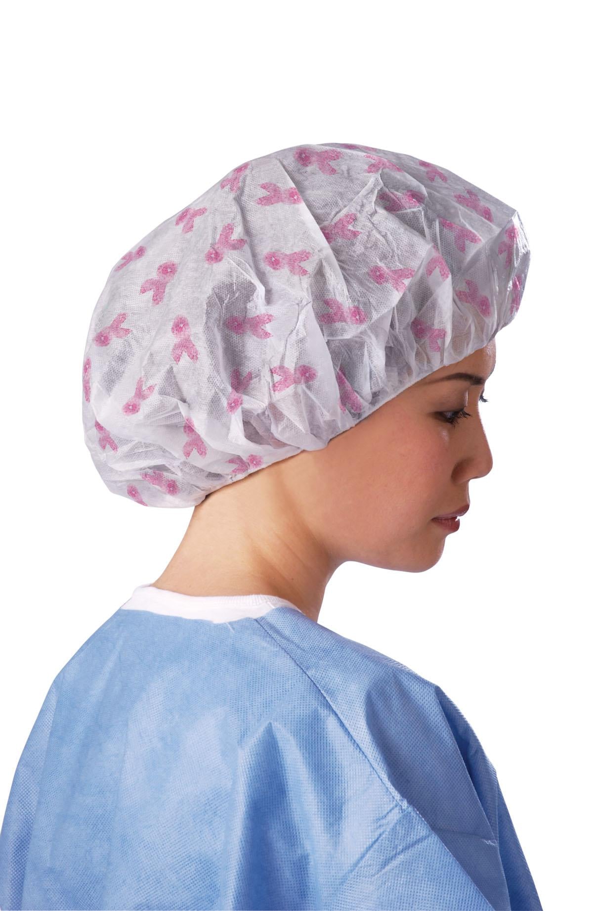CAP,BOUFFANT,BREAST CANCER PINK RIB,24"