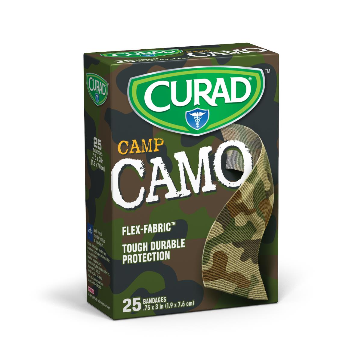 BANDAGE,CAMO GREEN,CURAD,25CT, 3/4"X3"
