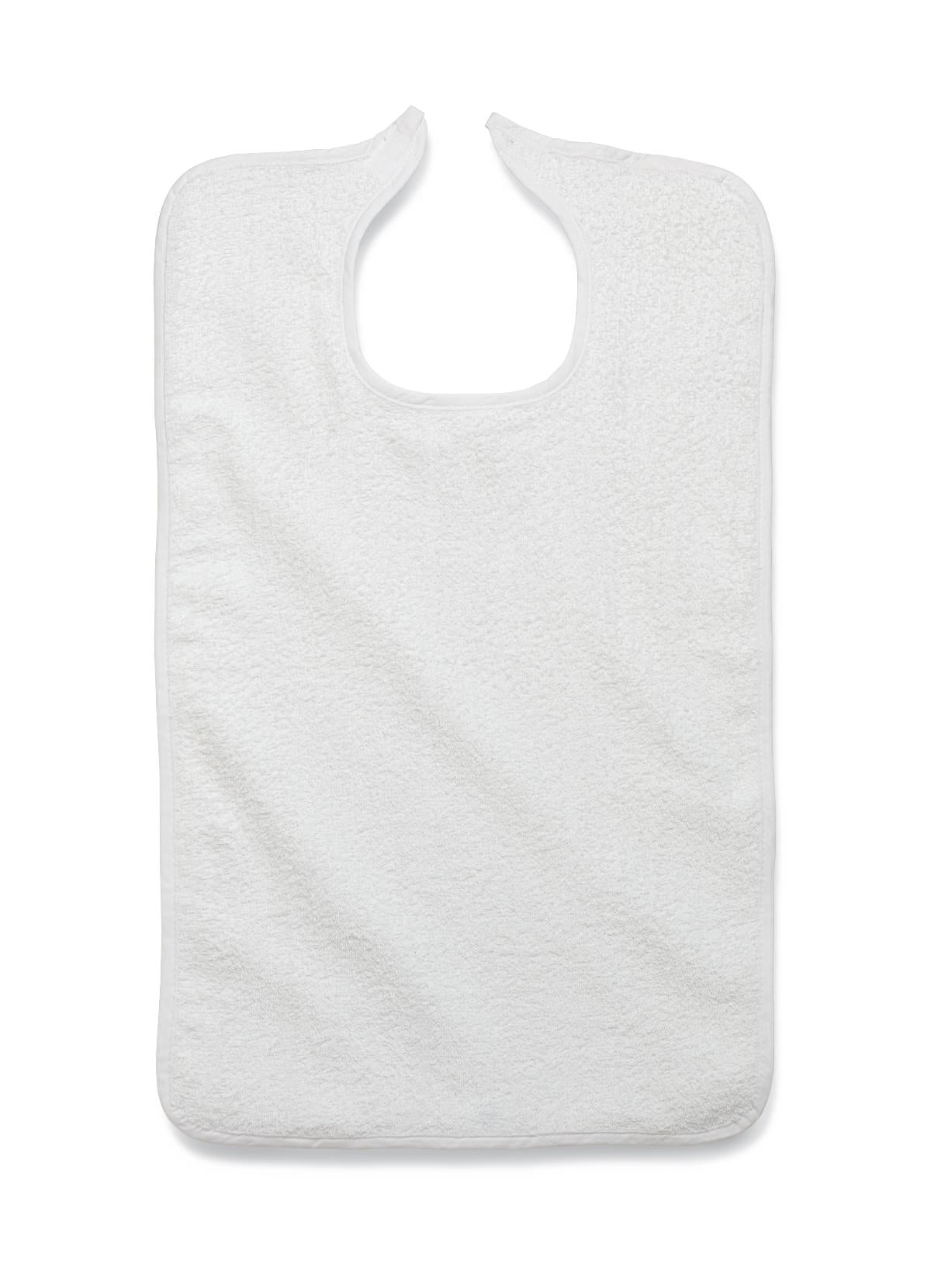 BIB,ADULT,TERRY,HOOK&LP,10 OZ,WHT,18X30