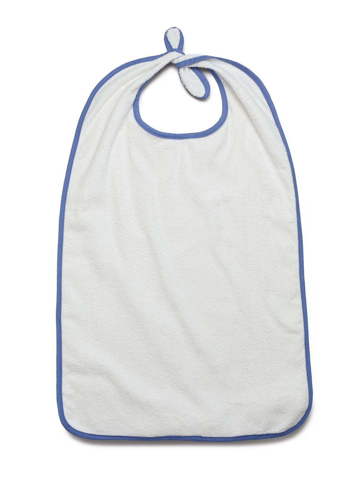 BIB,ADULT,TERRY,TIE,12 OZ,WHITE,21X38