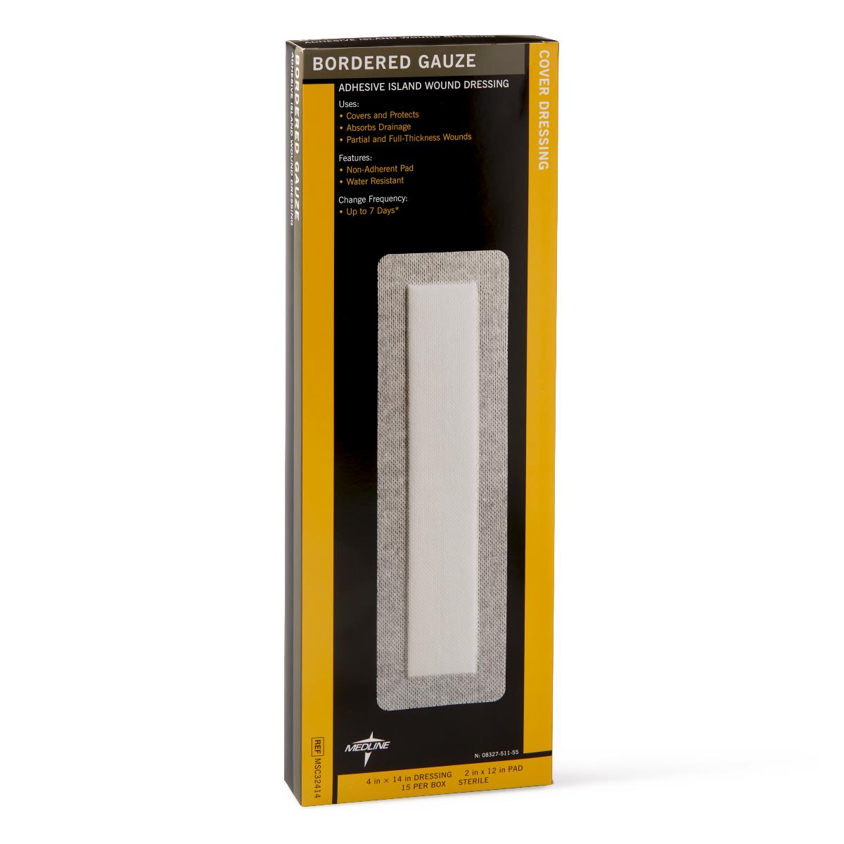 GAUZE,BORDER,4"X14",(2X12"PAD,)STERILE