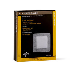 GAUZE,BORDER,4"X4",2.5"X2.5"PAD,STERILE