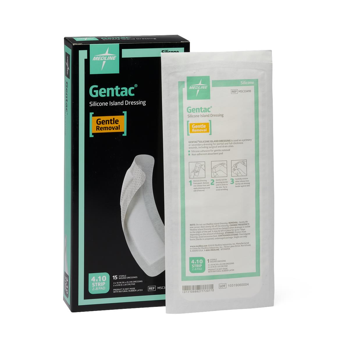 GENTLE BRD GZE,4"X10",2"X8"PAD,STERILE