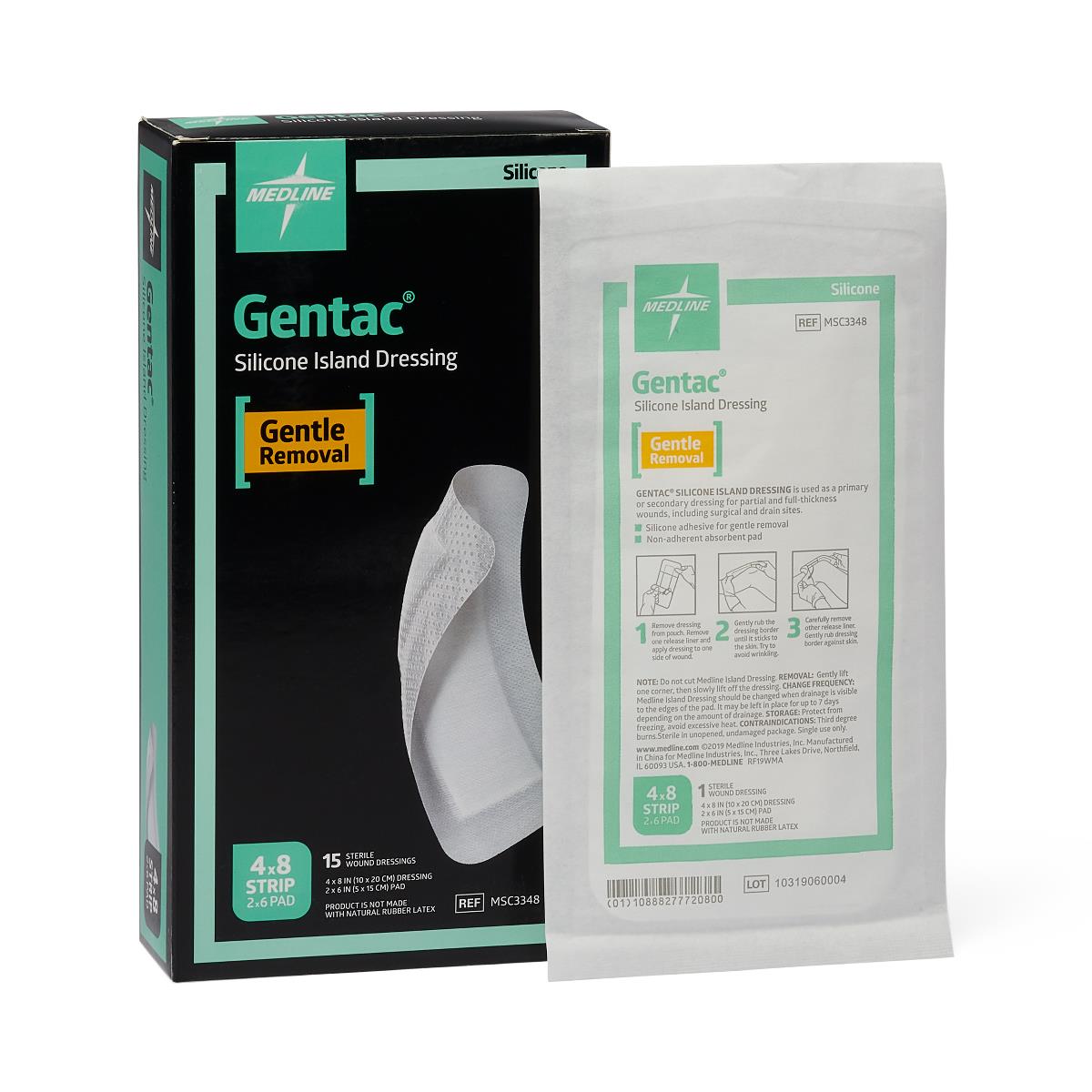 GENTLE BRD GZE,4"X8",2"X6"PAD,STERILE