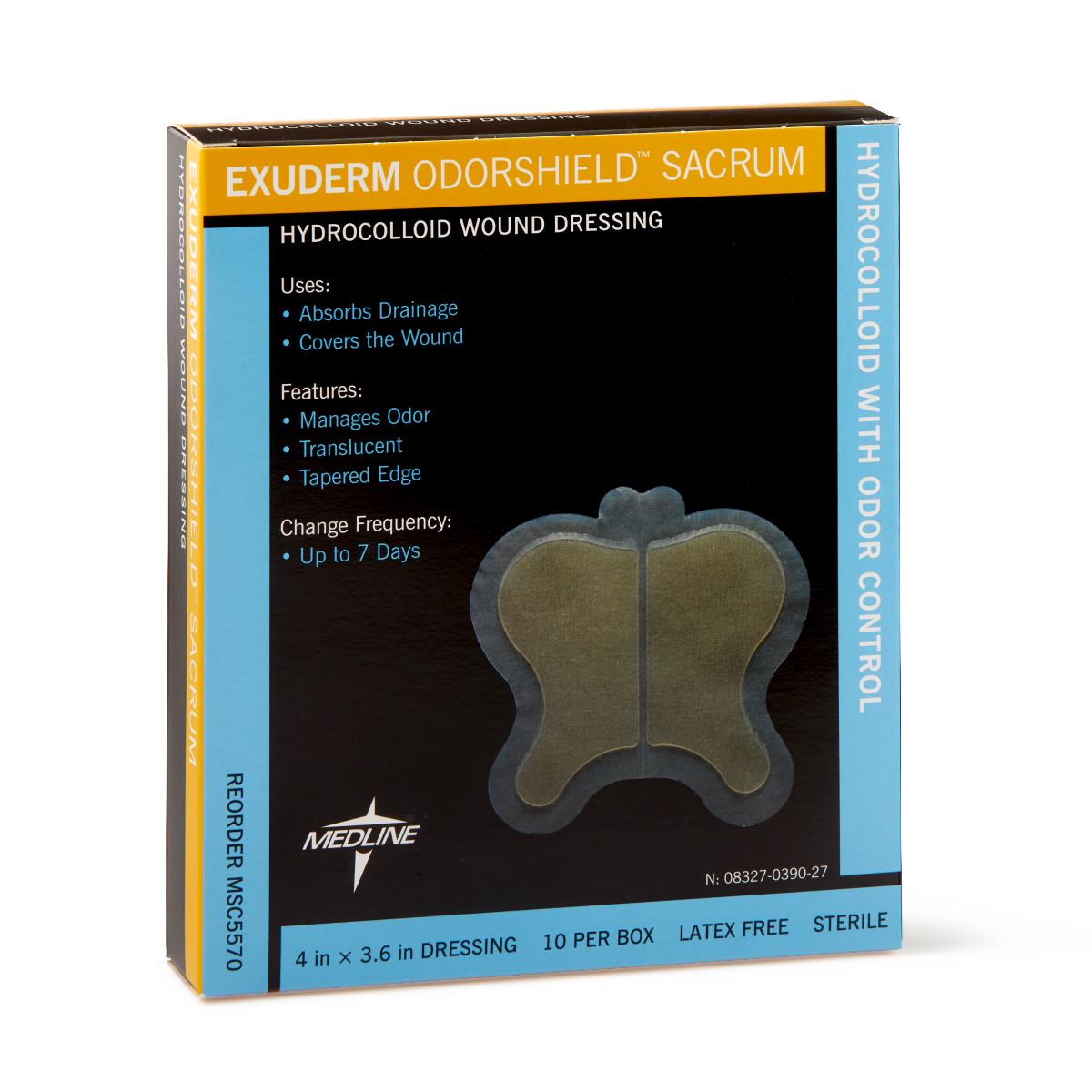 DRESSING,EXUDERM,ODORSHIELD,4" X 3.6"