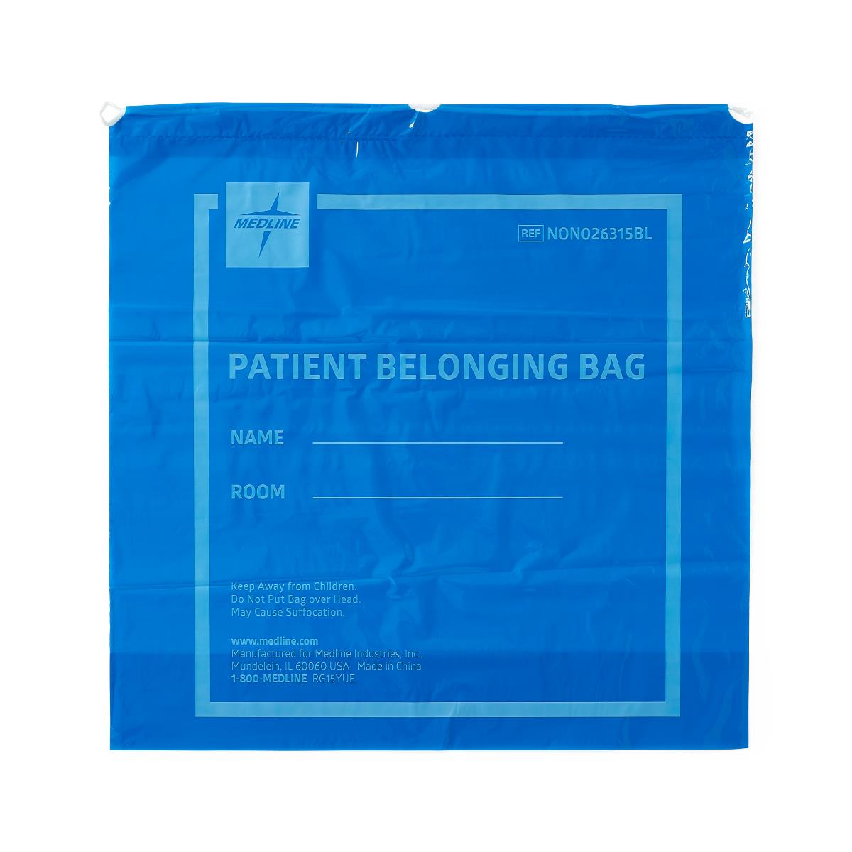 BAG,PATIENT BELONG,DRWSTRG,20X20,BLUE