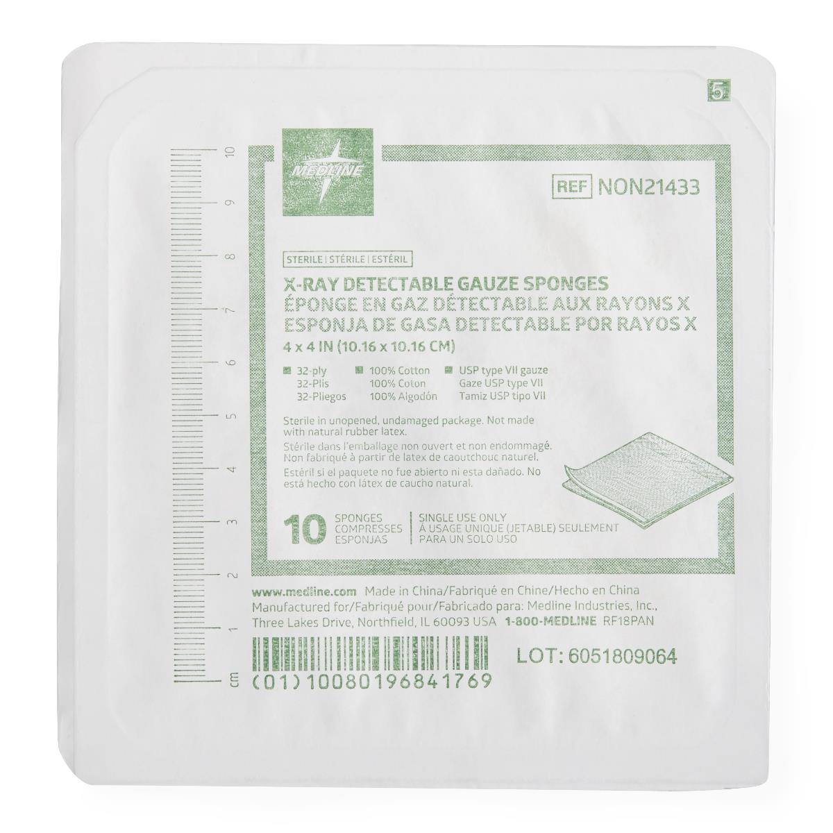 GAUZE,SPONGE,4"X4",32PLY,XRAY,STRL,LF
