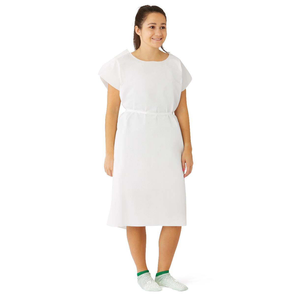 GOWN,PATIENT,DELUXE,T/P/T,WHITE,30X42"
