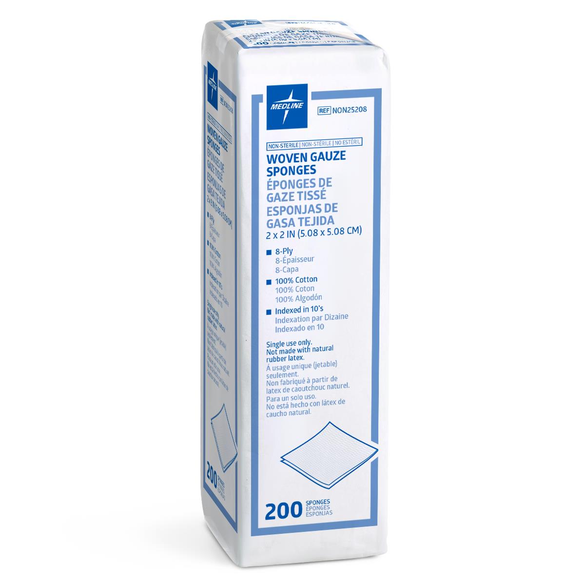 GAUZE,SPONGE,2"X2",8PLY,NS,LF,200/PK