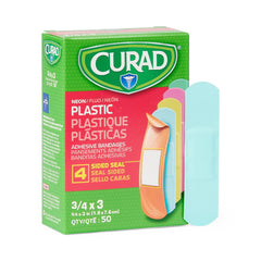 BANDAGE,ADHESIVE,PLASTIC,NEON,3/4"X3",LF