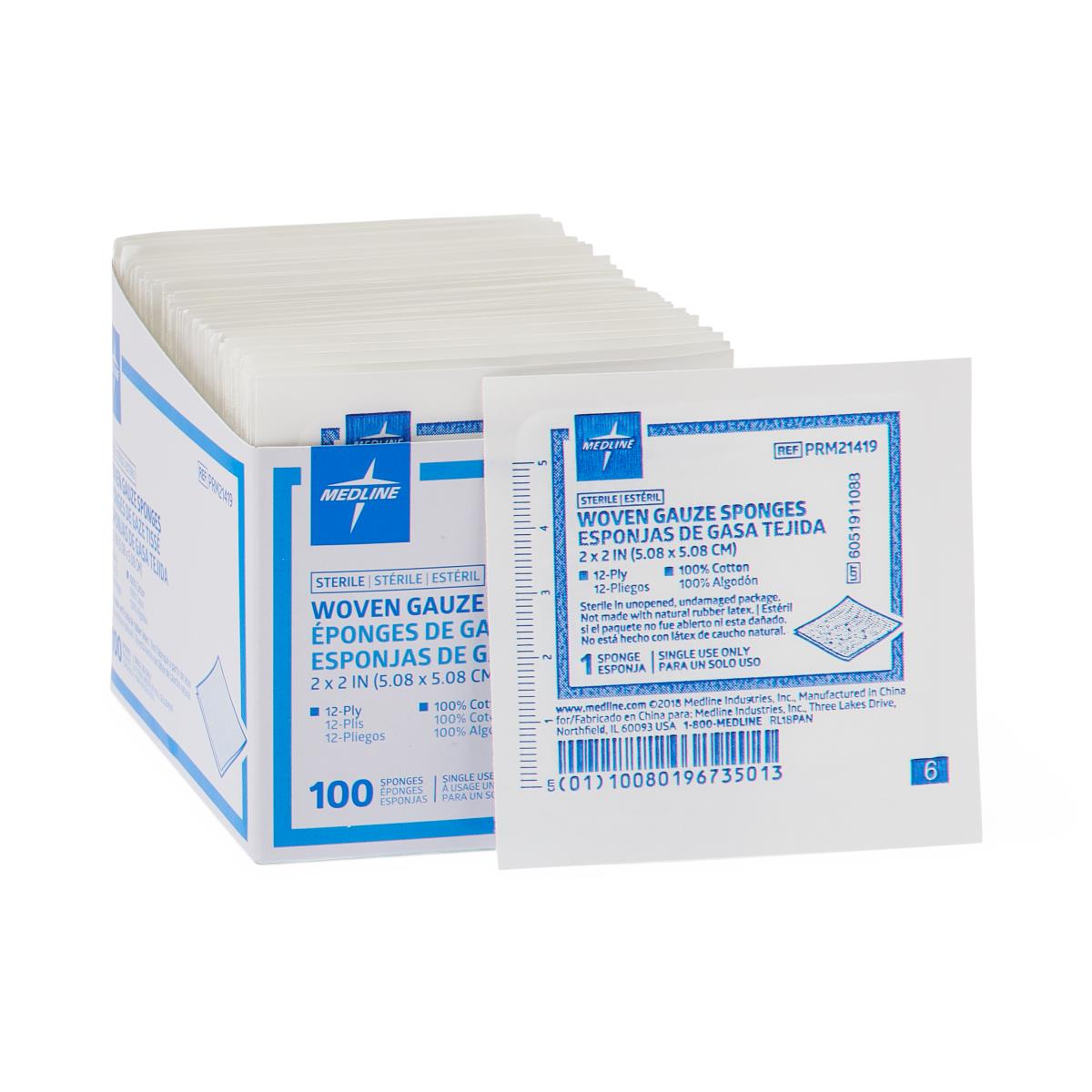 GAUZE,SPONGE,2"X2",12PLY,STERILE,LF,1/PK