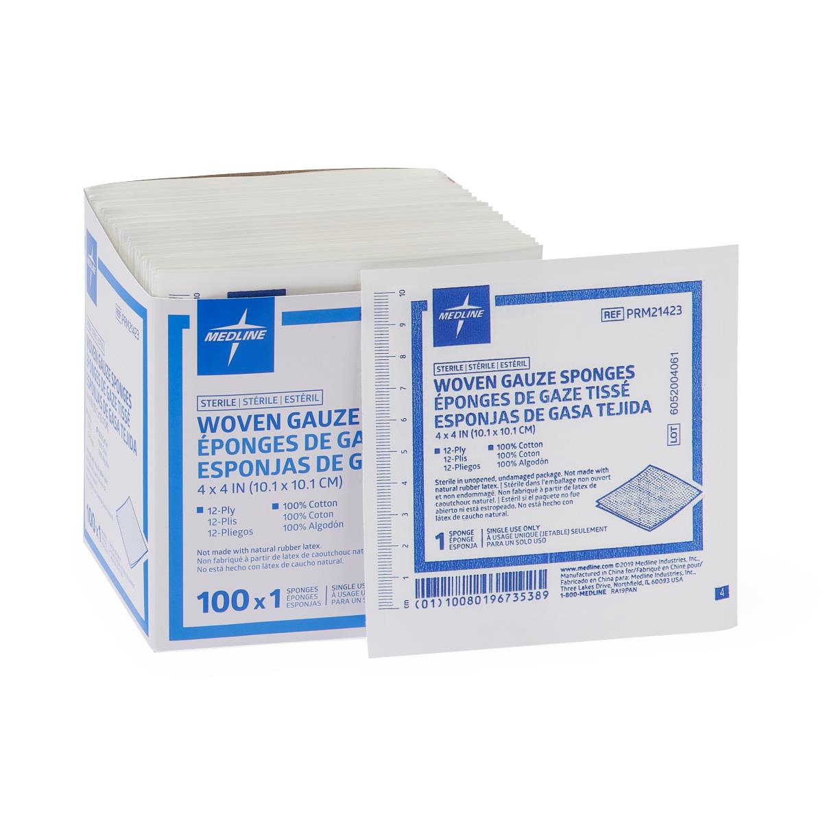 GAUZE,SPONGE,4"X4",12PLY,STERILE,LF,1/PK