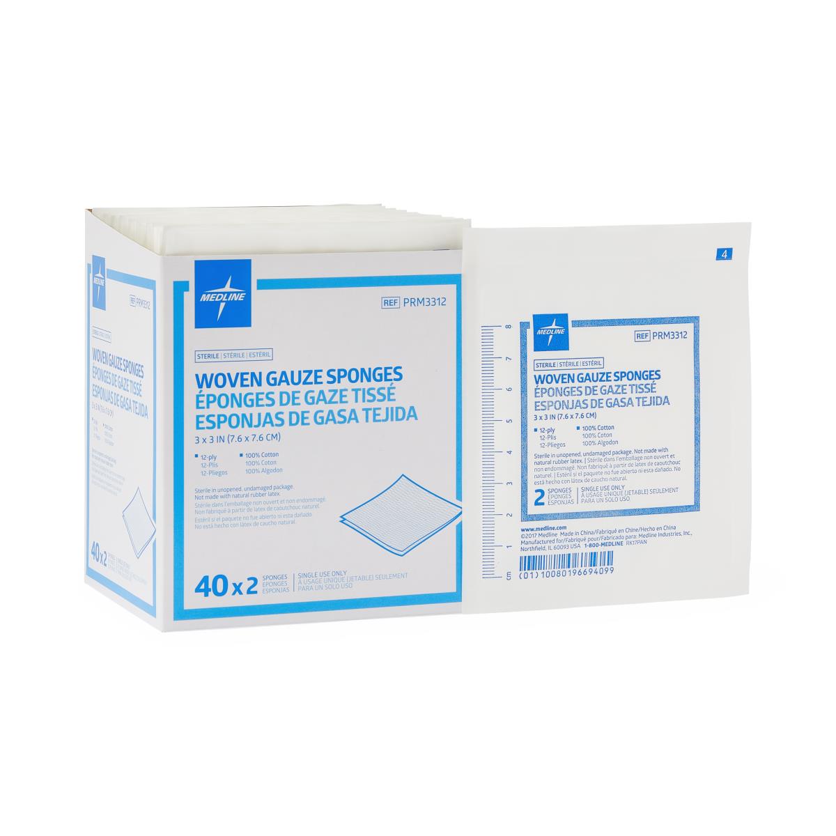 GAUZE,SPONGE,3"X3",12PLY,STERILE,LF,2/PK