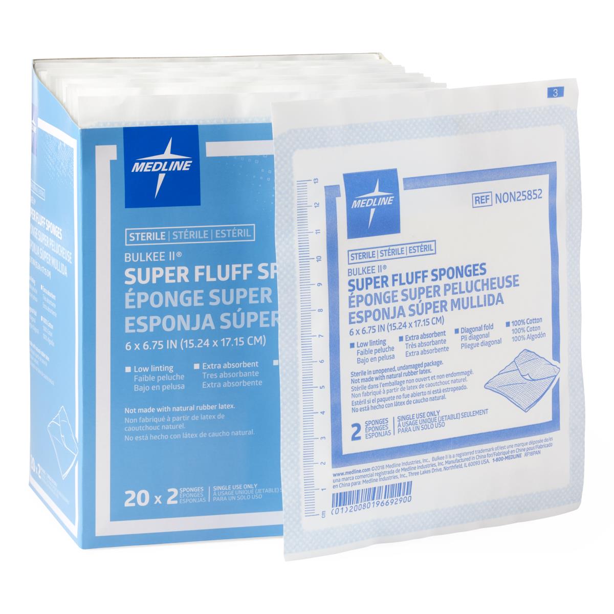 GAUZE,SPONGE,FLUFF,6"X6.75",STRL,2'S