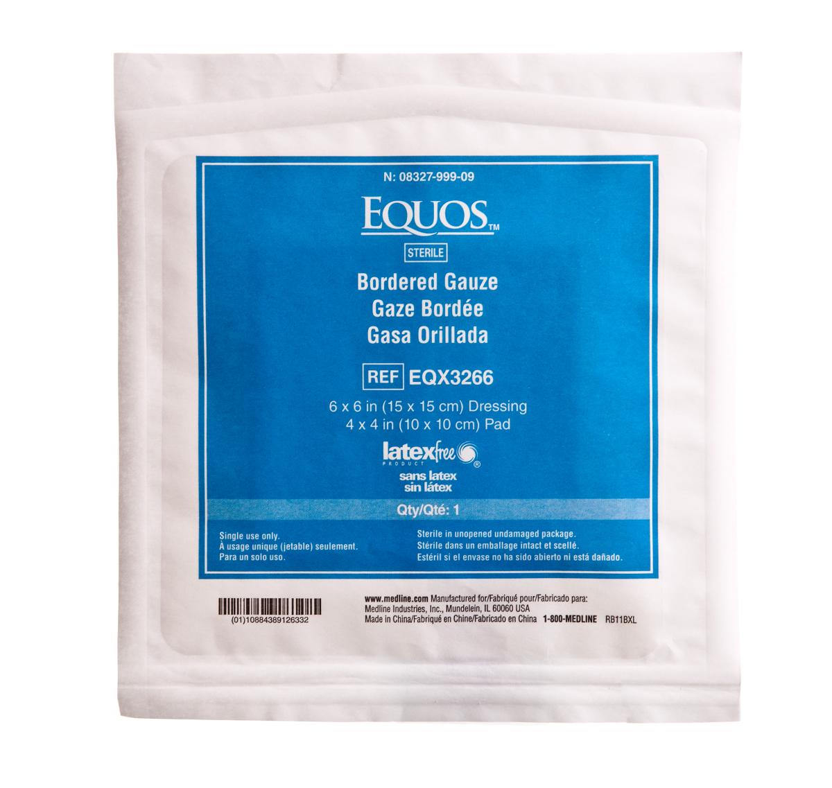 EQUOS BORDERED GAUZE, BULK,6"X6",STERILE