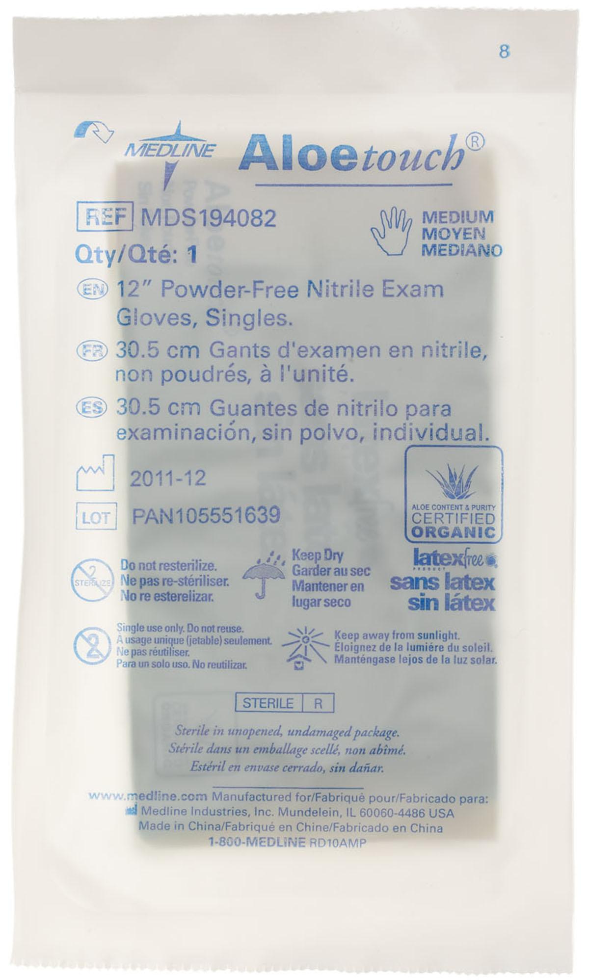 GLOVE,EXAM,NITRILE,ALOE,STRL,12",SNGL,M