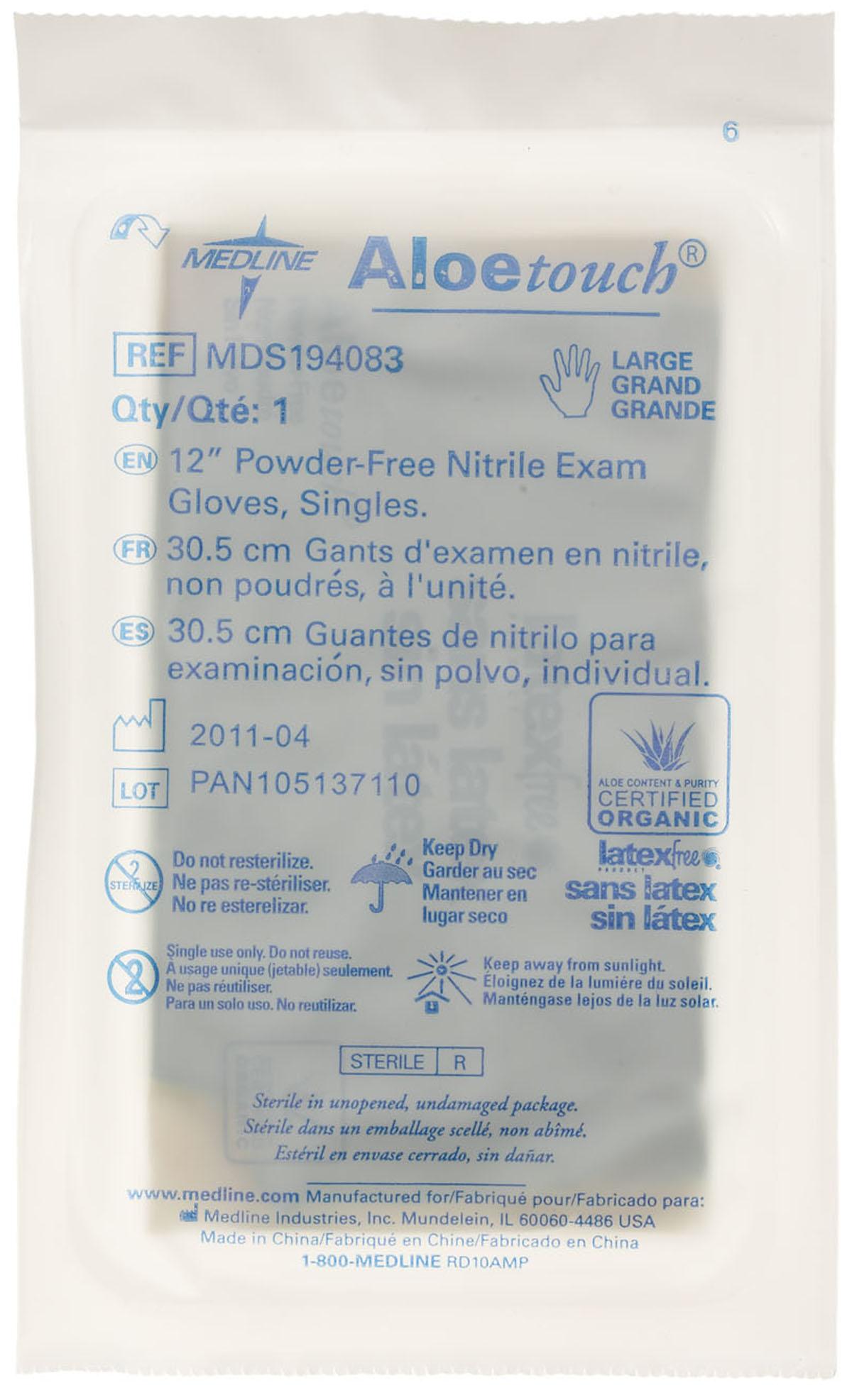 GLOVE,EXAM,NITRILE,ALOE,STRL,12",SNGL,L