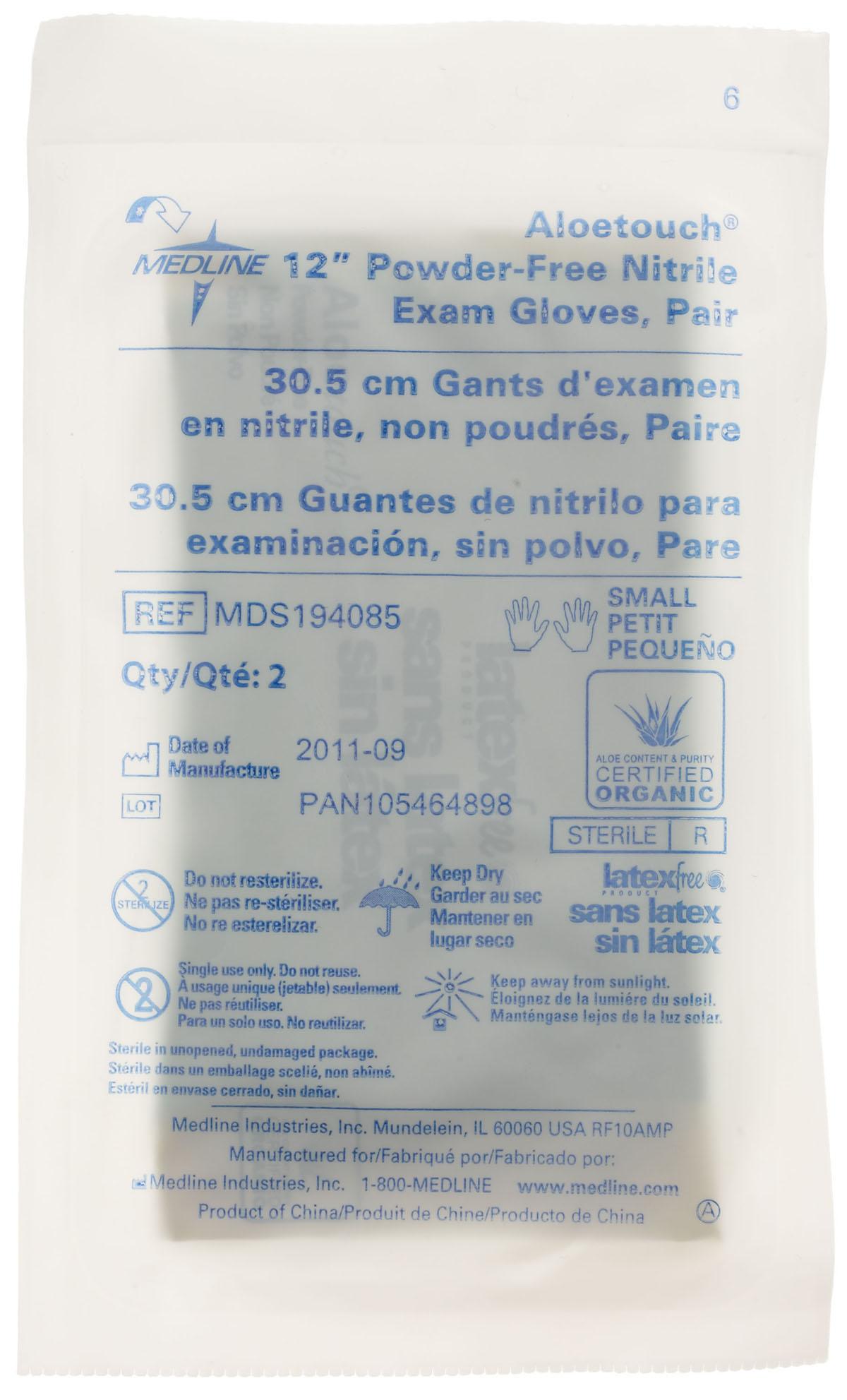 GLOVE,EXAM,NITRILE,ALOE,STRL,12",PAIR,S