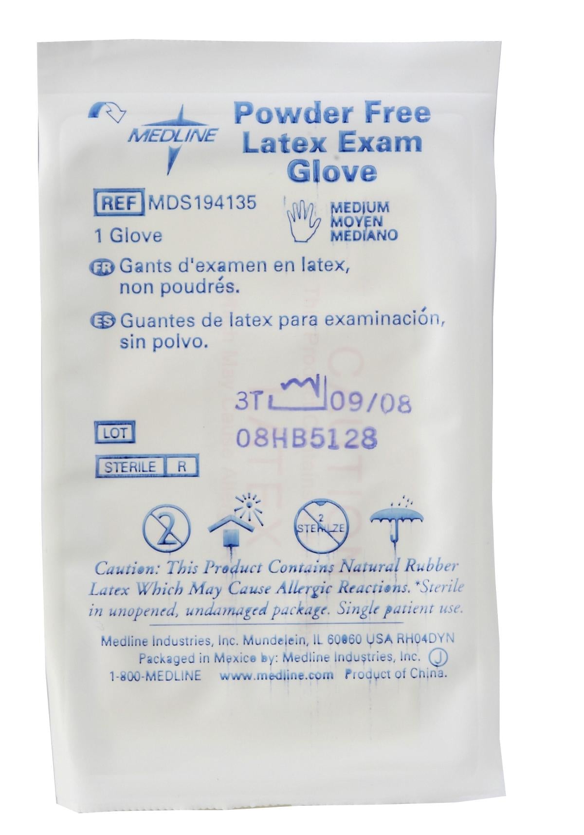 GLOVE,EXAM,LATEX,PF,STERILE,SINGLES,MD