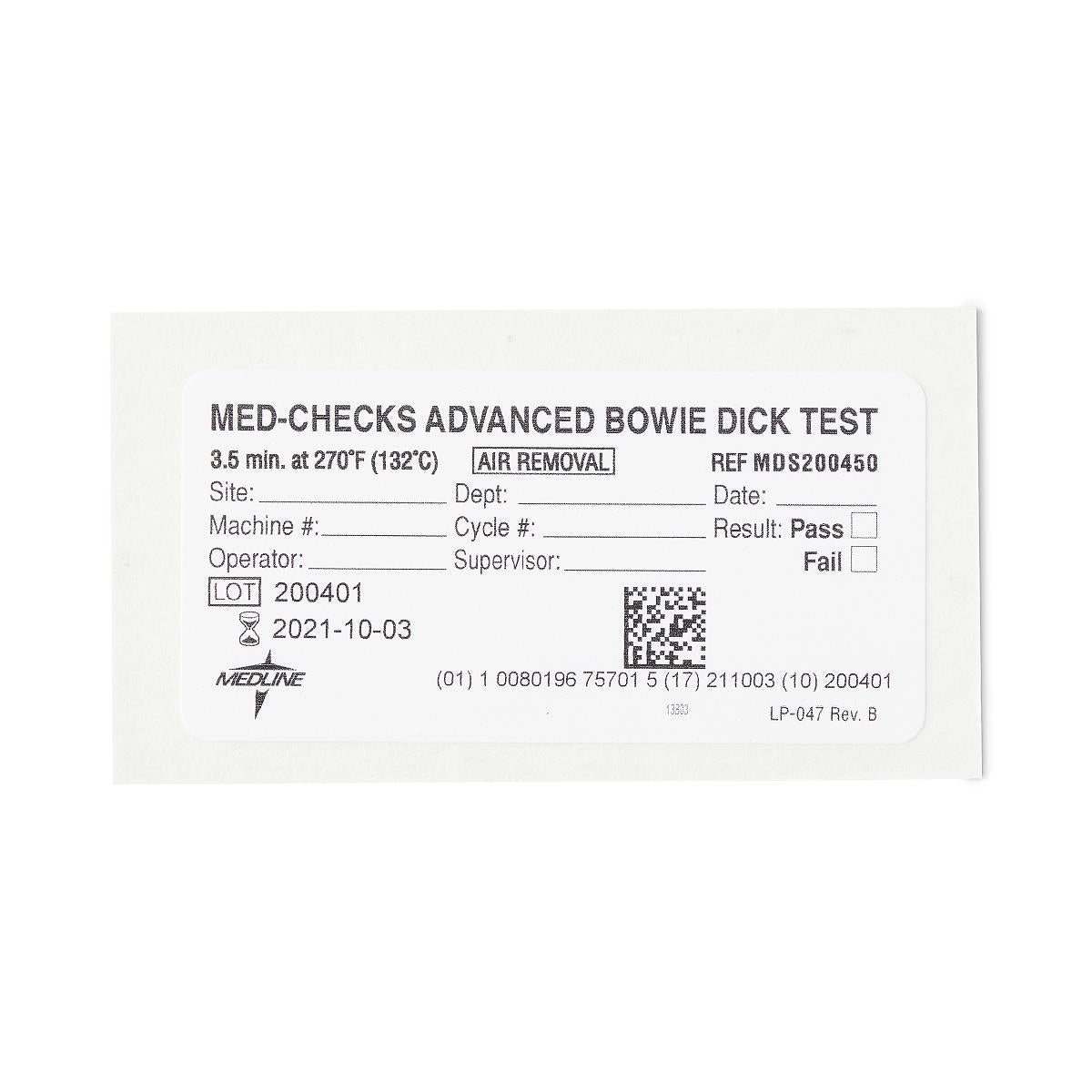 PACK,TEST,BOWIE DICK,ADVANCED,4PK/30EA