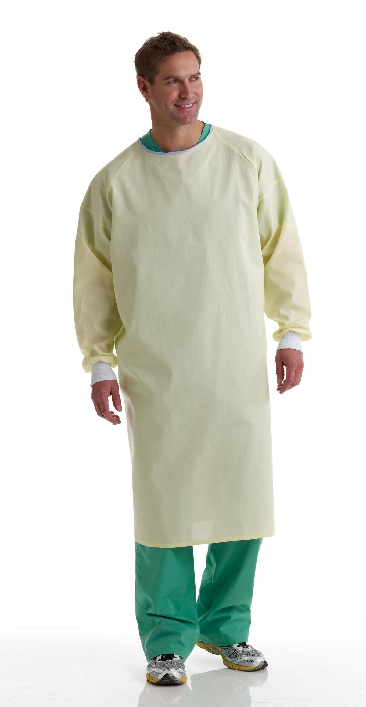 GOWN,COVER,POLY/CTN,YELLOW,UNISEX