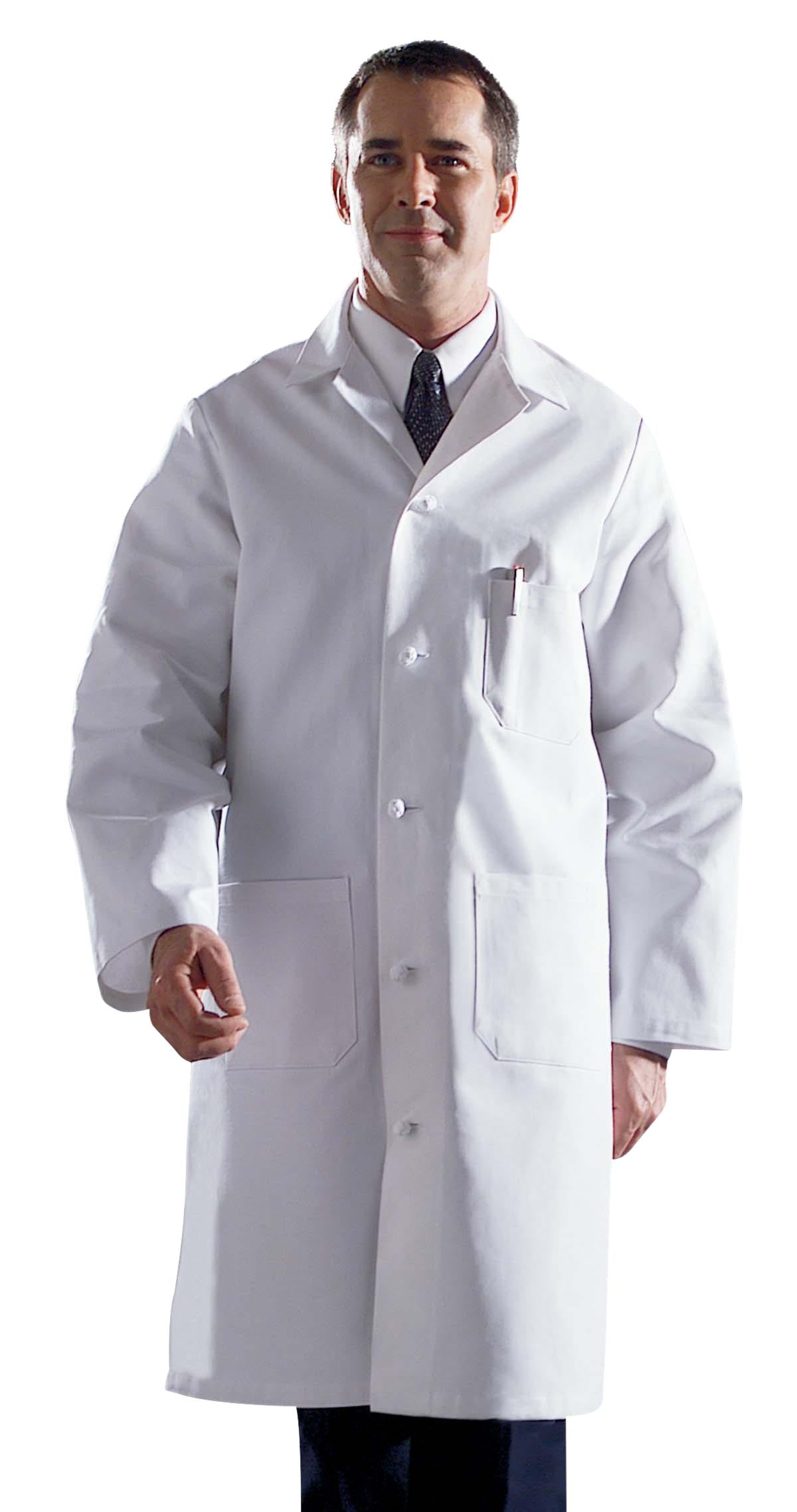 COAT,LAB,MENS,WHITE,FULL,KNOT BUTTON