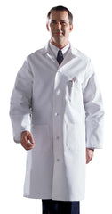 COAT,LAB,MENS,WHITE,FULL,KNOT BUTTON