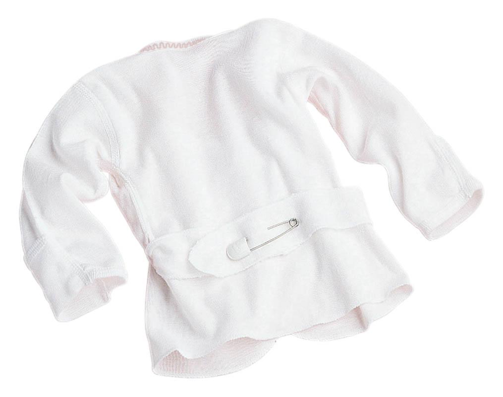 SHIRT,BABY,PINBACK,MITTN CUF,WHT,6MO,6DZ