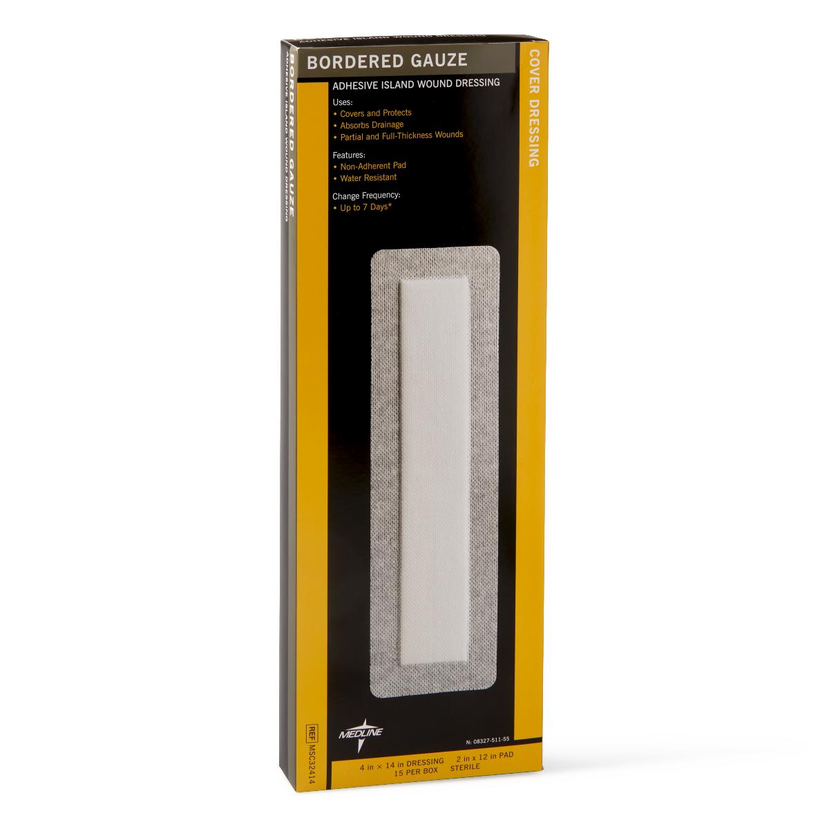 GAUZE,BORDER,4"X14",(2X12"PAD,)STERILE