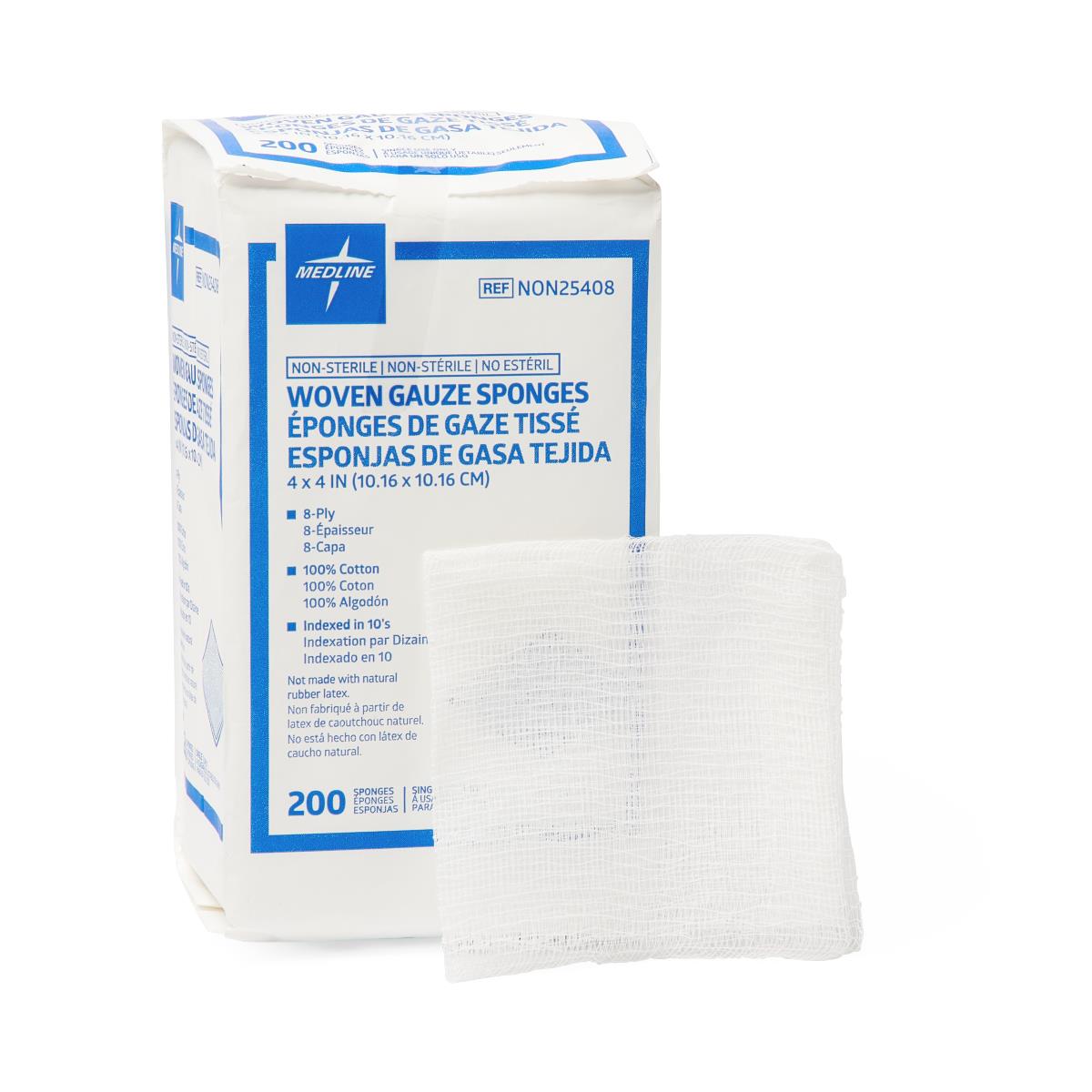 GAUZE,SPONGE,4"X4",8PLY,WOVEN,NS,LF