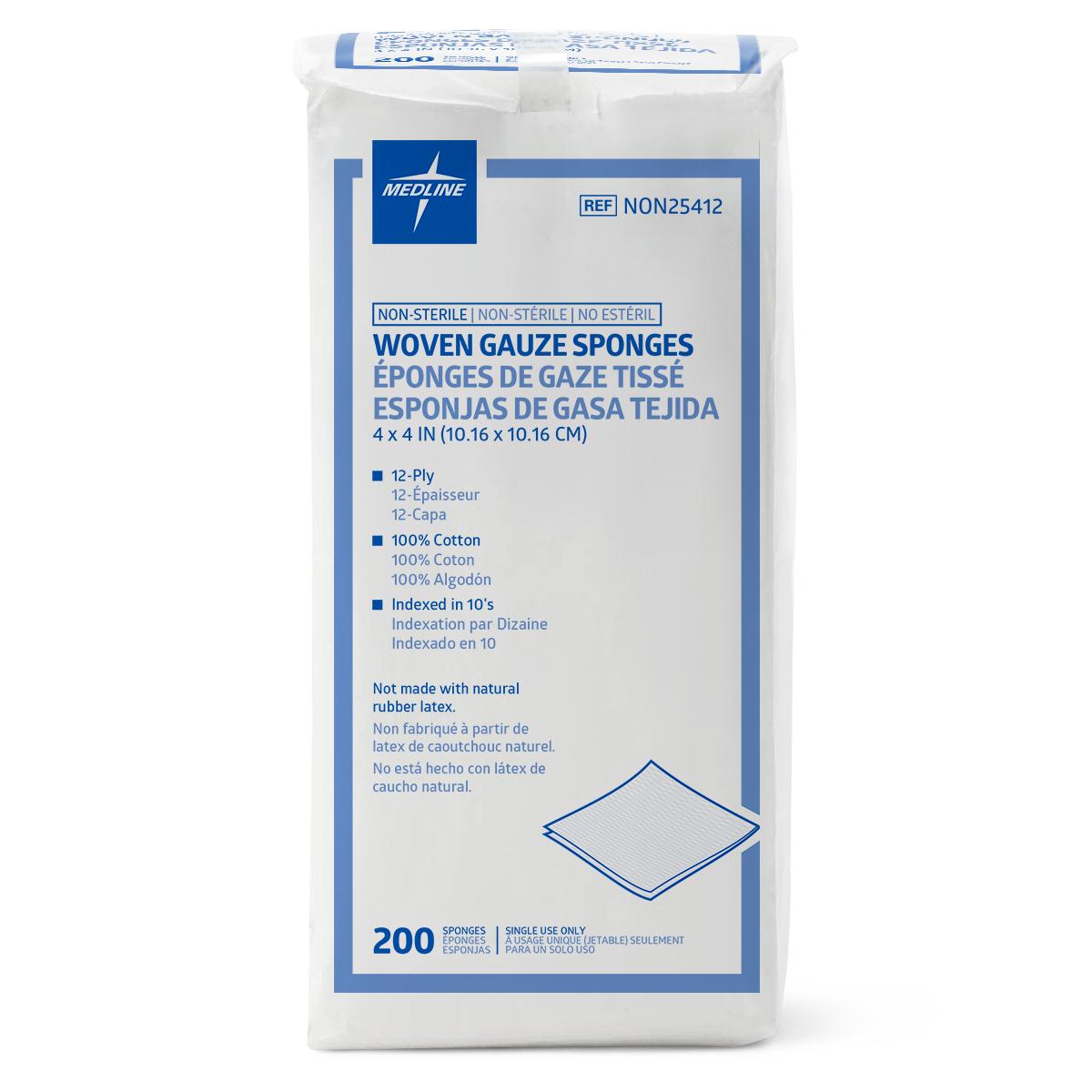 GAUZE,SPONGE,4"X4",12PLY,WOVEN,NS,LF