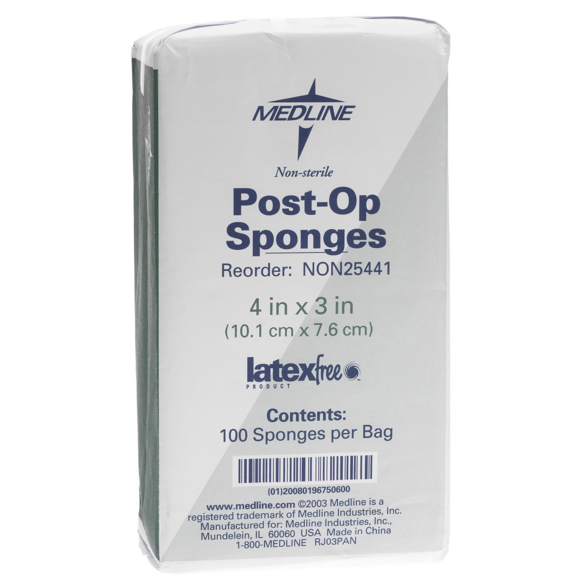 GAUZE,SPONGE,POST-OP,4X3,NS,LF,100/SLV